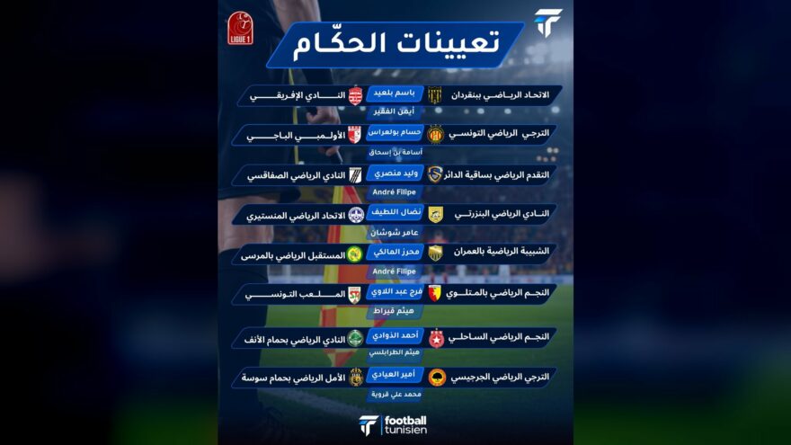تعيينات حكام الجولة الخامسة من بطولة الرابطة المحترفة الأولى