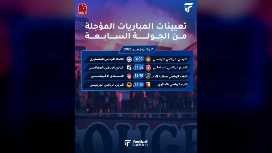 تأجيل مباريات الجولة السابعة من الدوري التونسي