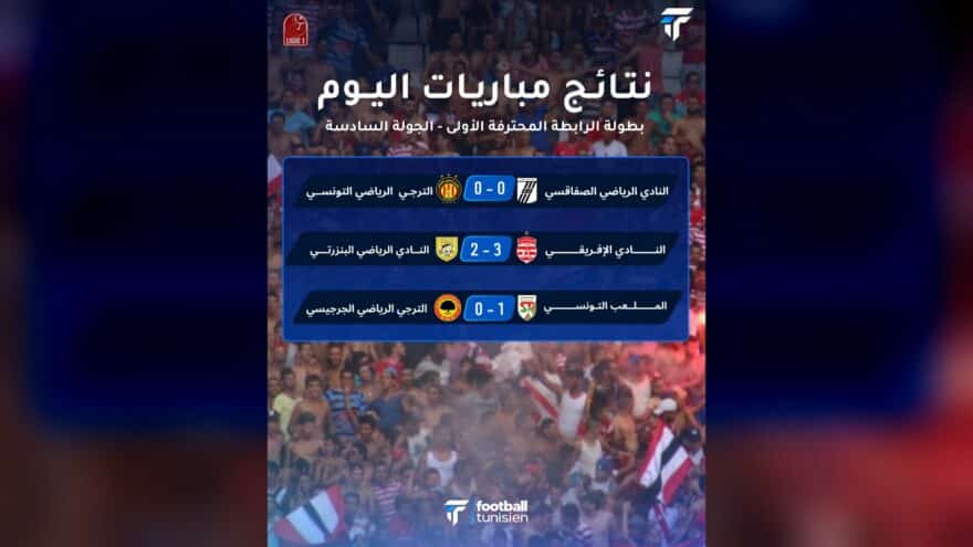 نتائج مباريات الجولة السادسة من الرابطة المحترفة